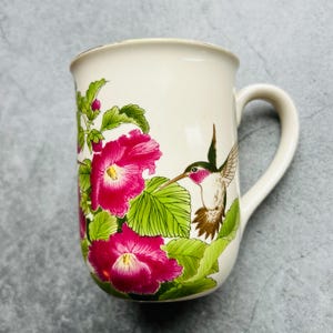 Otagiri Hummingbird and Hibiscus Ceramic Coffee Mug Japan