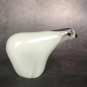 White Art Glass Polar Bear Figurine Paperweight 3.25&quot;