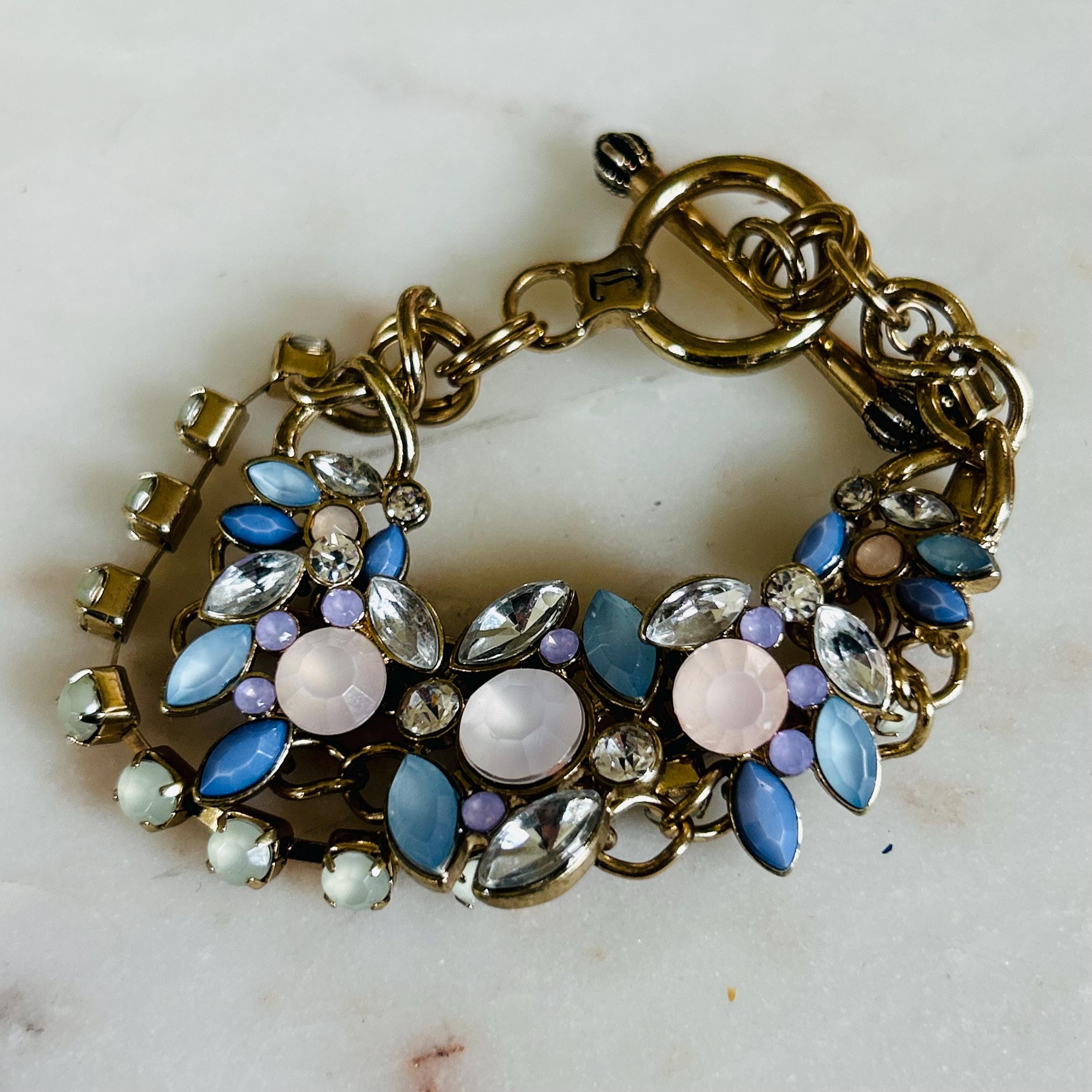 Vintage blue rhinestone bracelets - Etsy 日本
