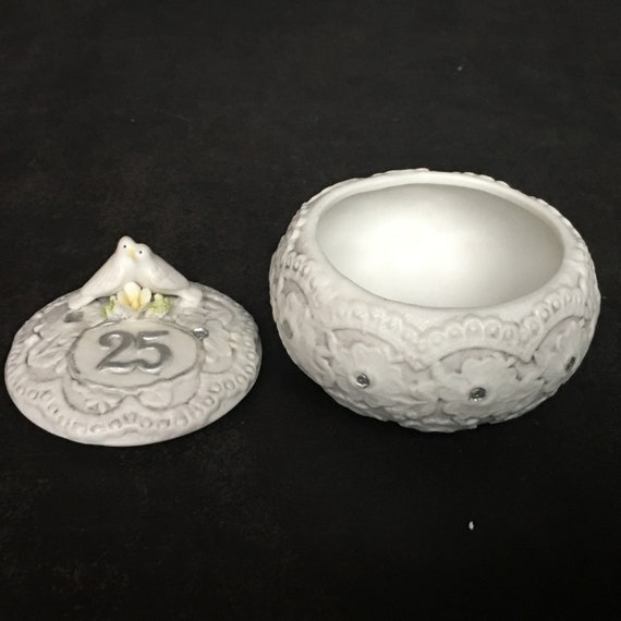 25th Anniversary Porcelain Keepsake Trinket Box w… - image 3