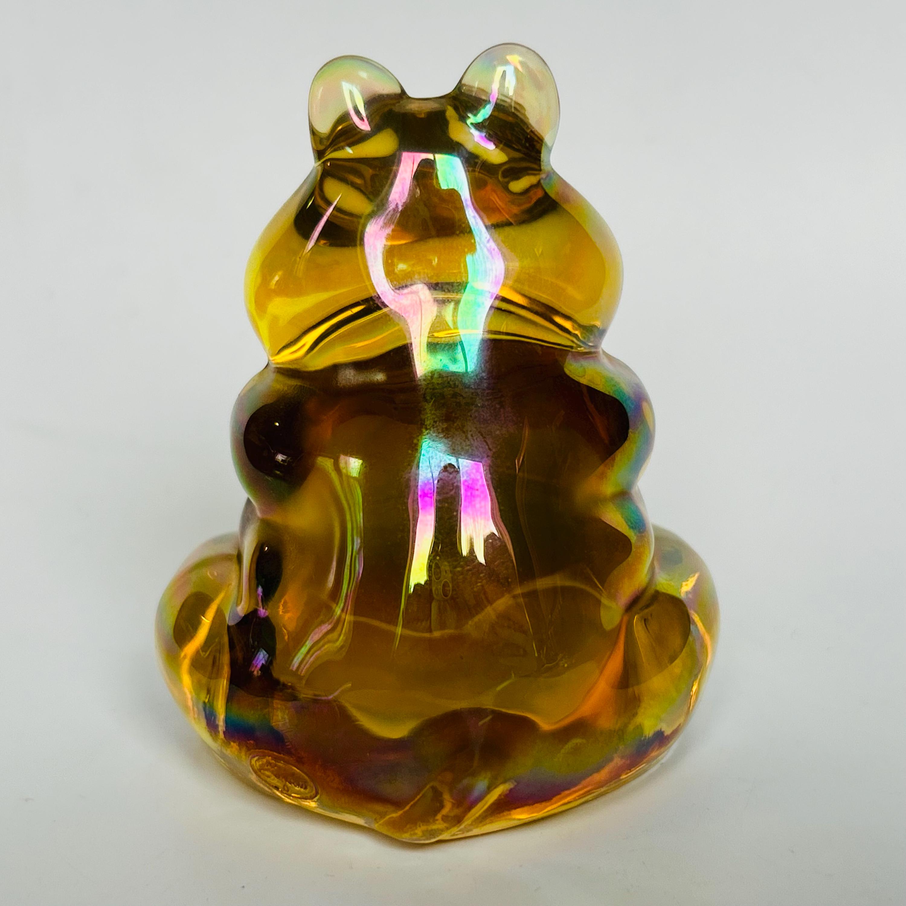 Fenton Art Glass Iridescent Amber 100 Years Hippo Figurine Signed