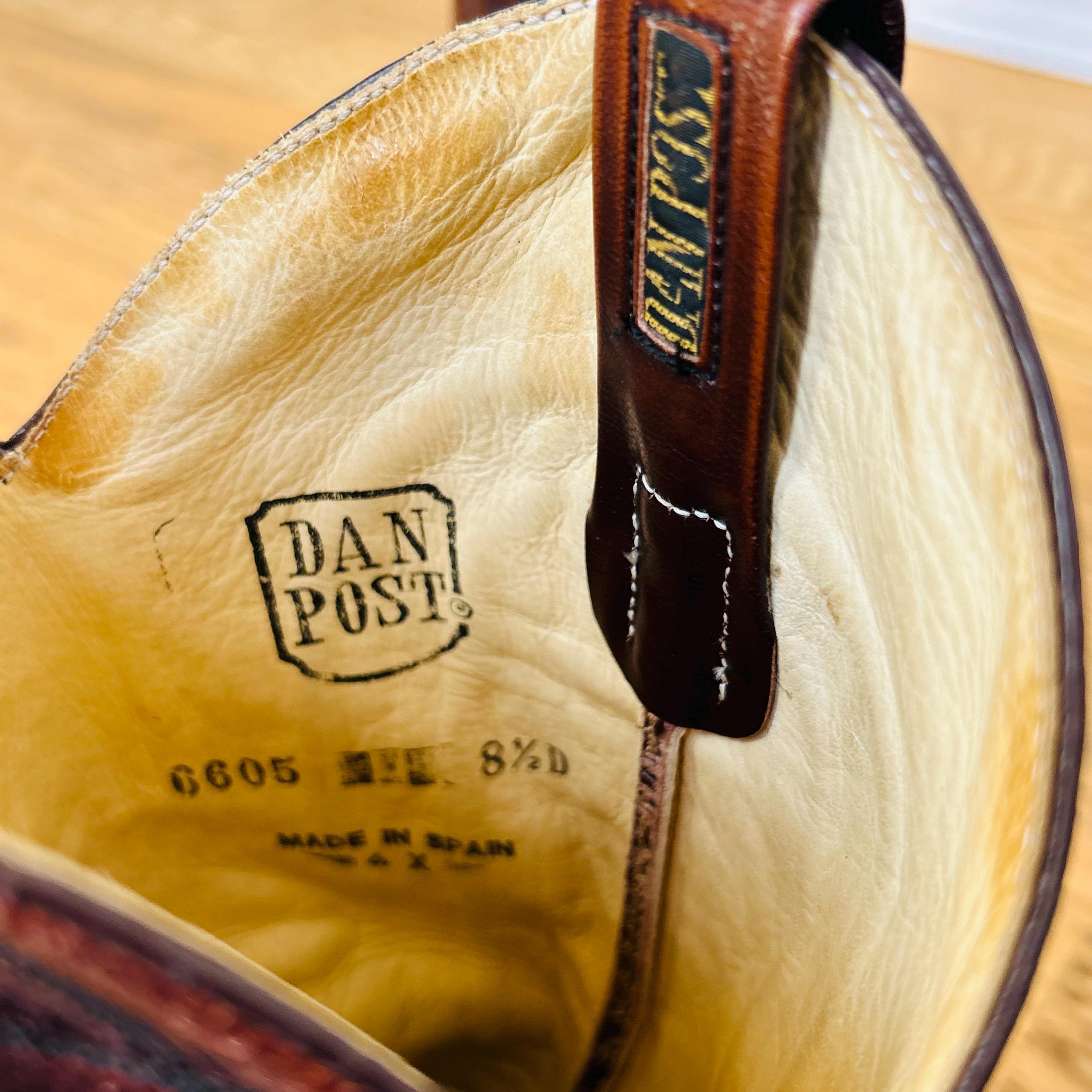 Dan Post Spain Style Burgundy Leather Western Cowboy Boots 