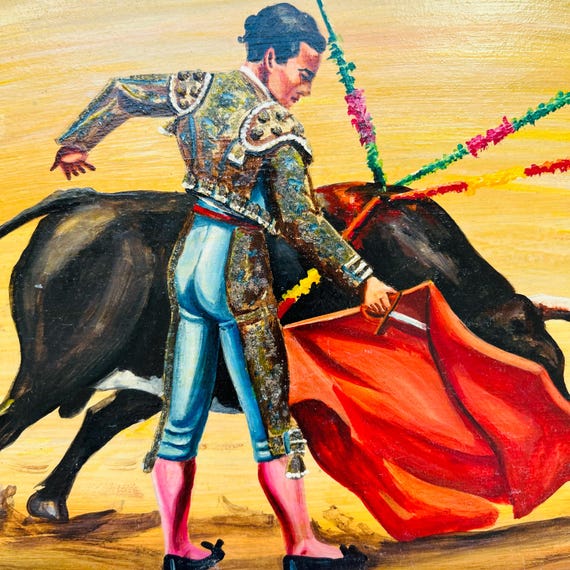 スペインの闘牛士マタドールの絵画 J. パラガの署名入り 12 インチ