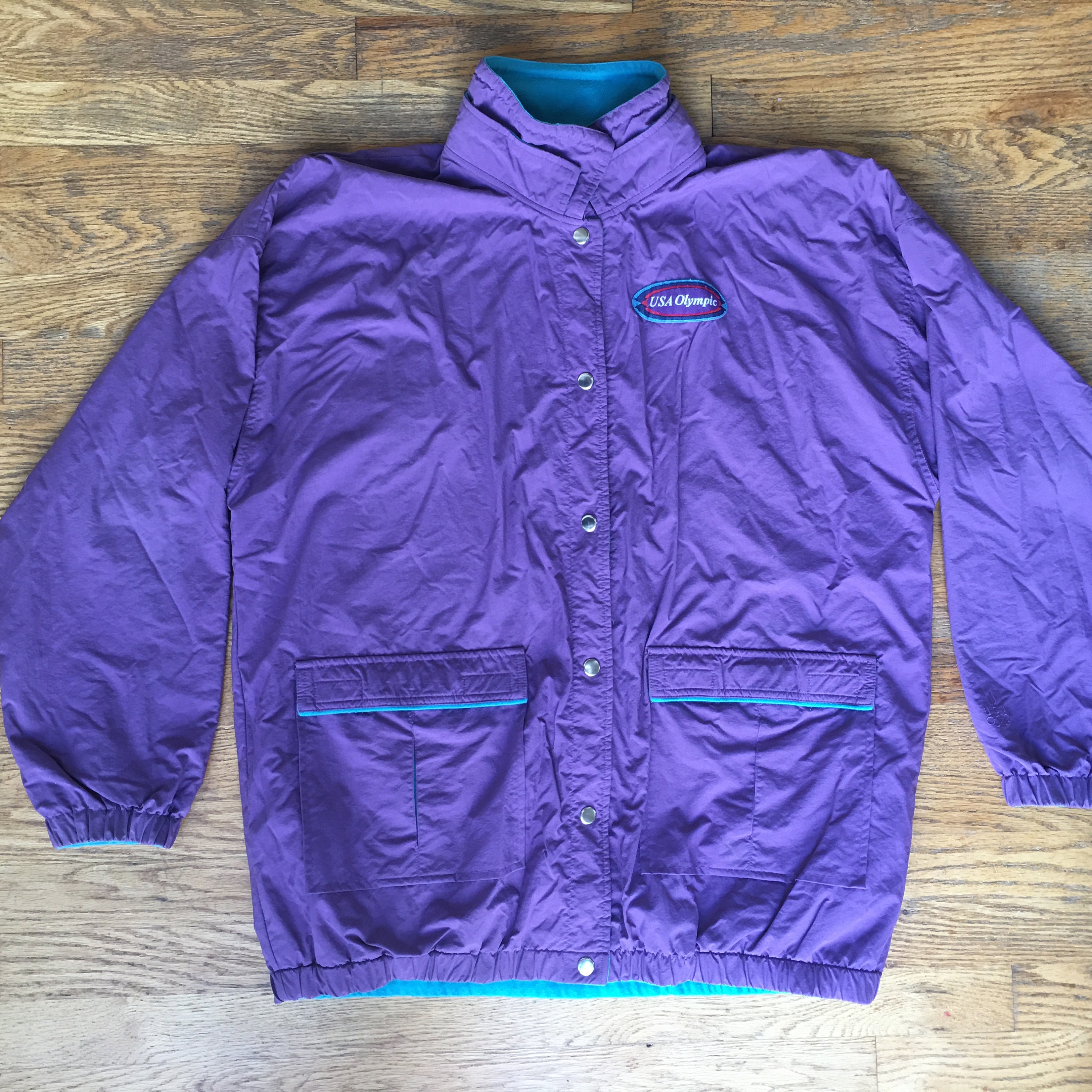 Purple and Turquoise VTG Reversible USA Olympic Windbreaker Jacket