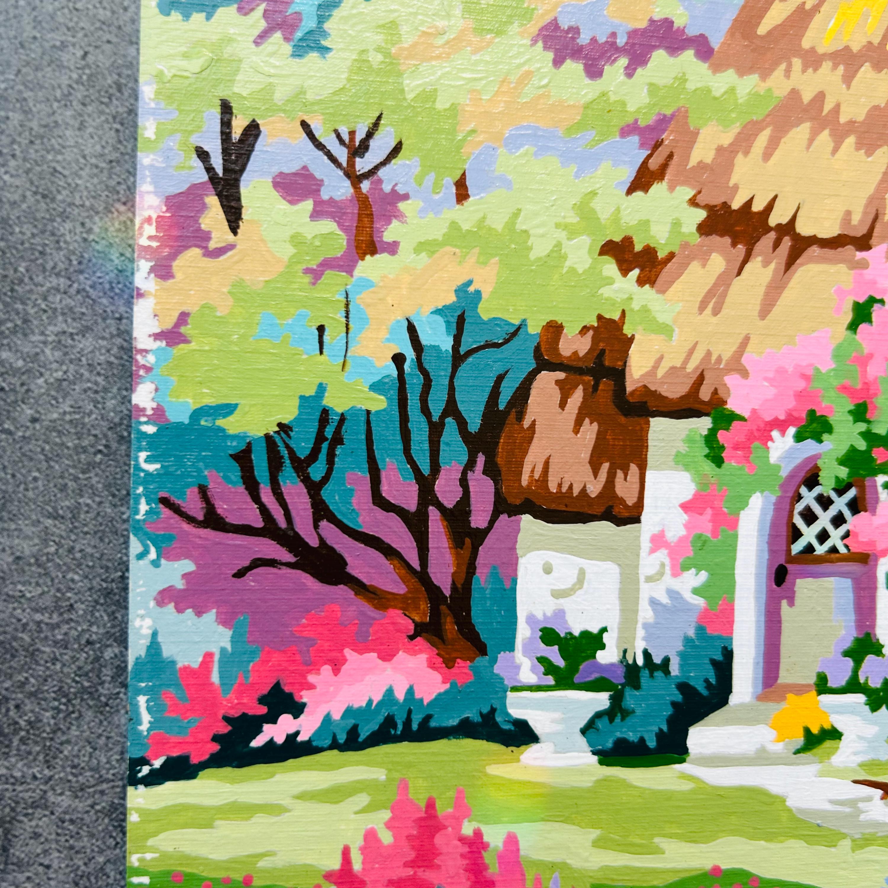 Paintworks Cottage Garden Paint by Number Painting 16x20 Completed