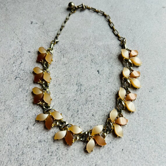 Coro Leaf Shaped Cluster Rhinestone Necklace and … - image 4