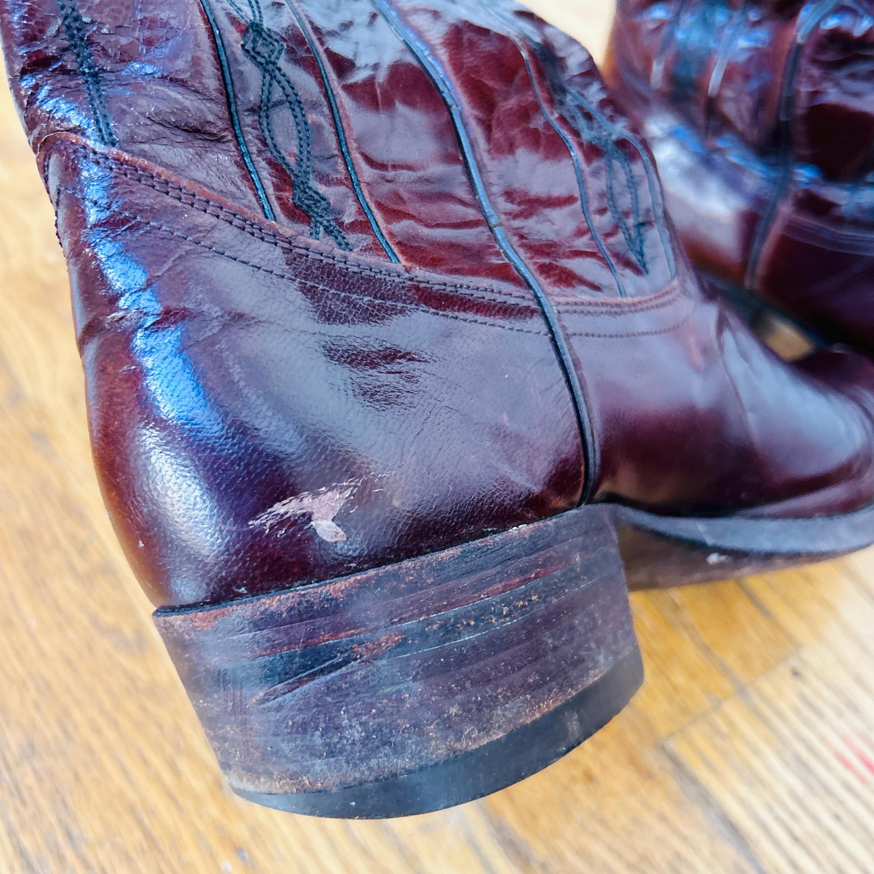 Dan Post Spain Style Burgundy Leather Western Cowboy Boots  display picture 1
