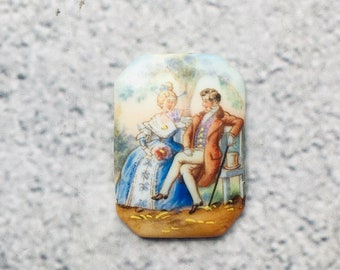 Viktorianisches Paar Porzellan Brosche Top Wie Ist