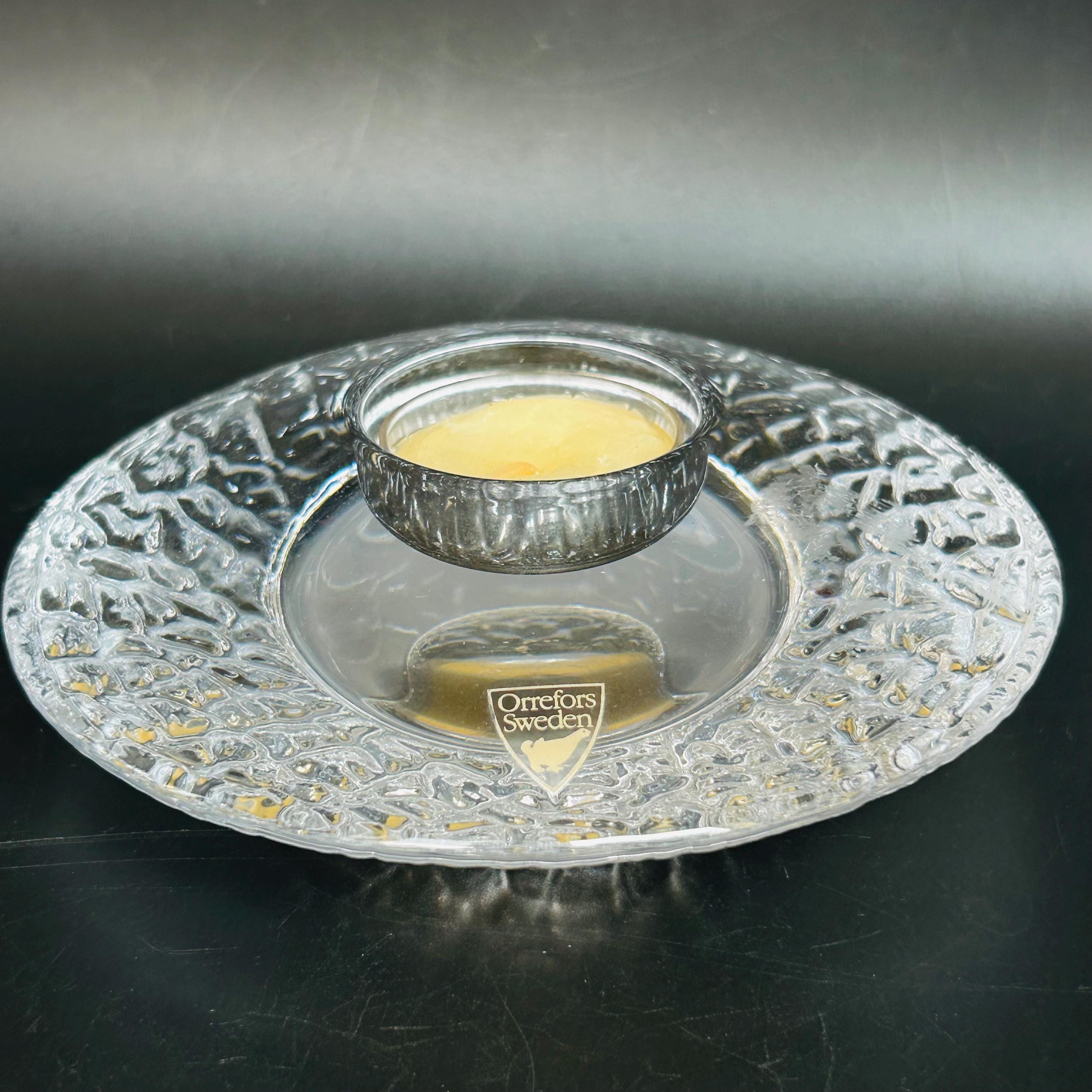 Sweden Orrefosのクリスタルガラスの置き物 Orrefors Sweden Crystal Disc Votive Candle Holder - Etsy Canada