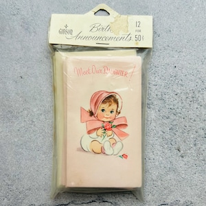 Paquete de 12 anuncios de nacimiento de Gibson Vintage Meet Our Daughter