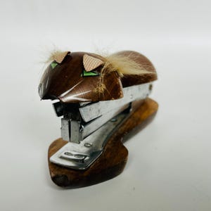 Lion Cat Vintage Wood Stapler Made In Japan