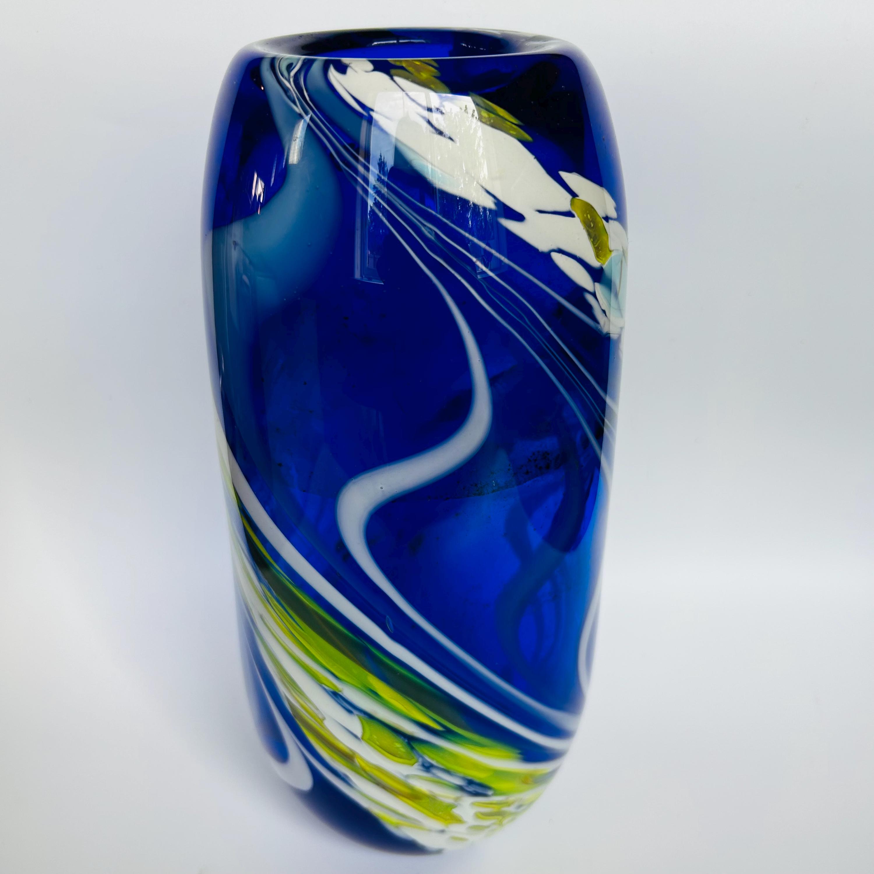 CAUSSE (コーズ) (コース)
レザー　ロンググローブ Cobalt Blue Swirl Art Glass Vase Artist Signed WRK 10