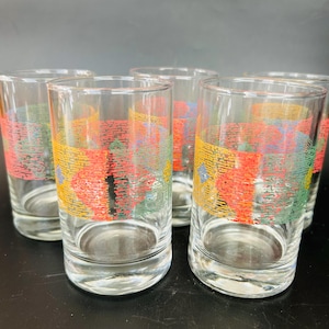 Crisa Geometric Etched Mini Juice Glass Lot of 5