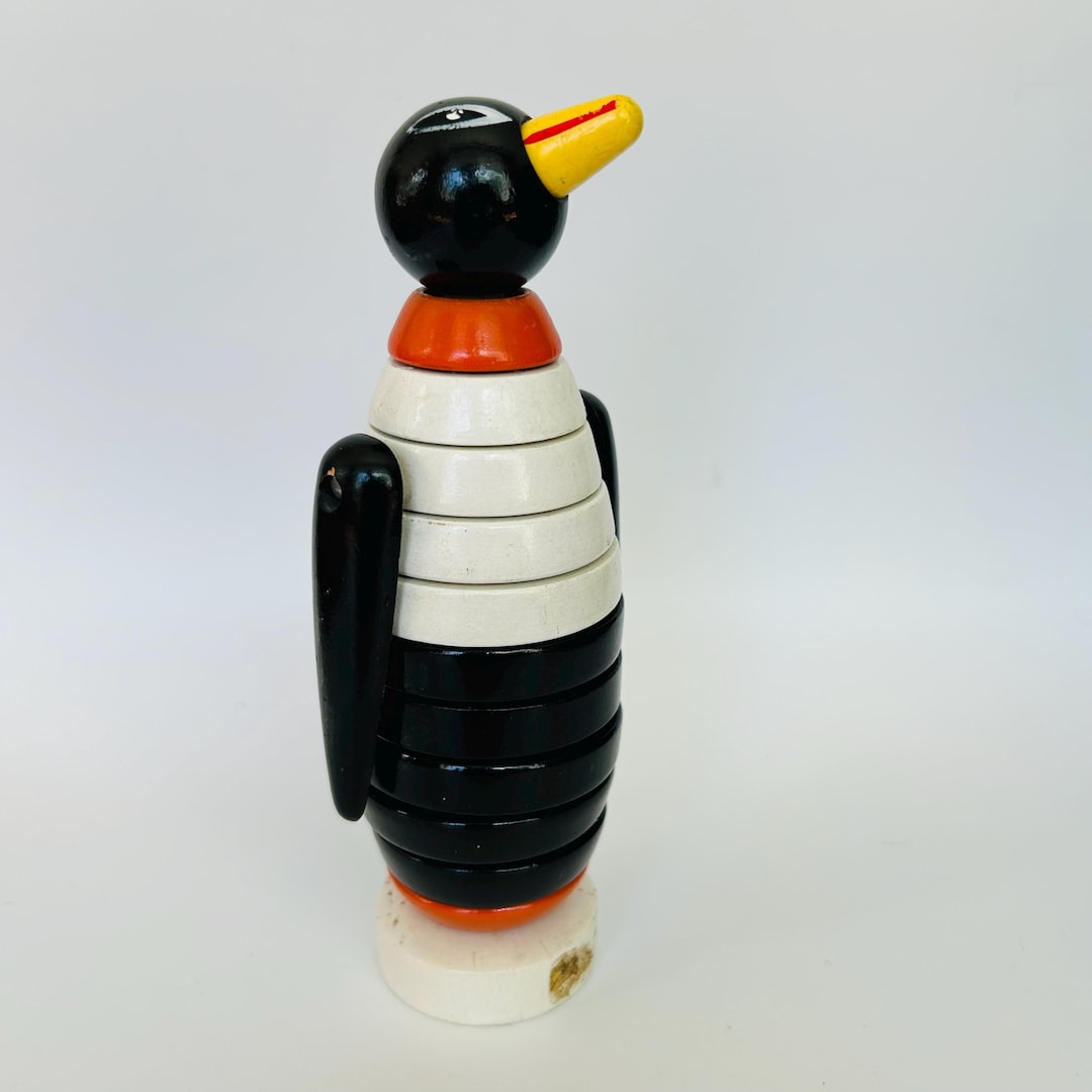 Brio Sweden Wood Stacking Ring Penguin Toy 6