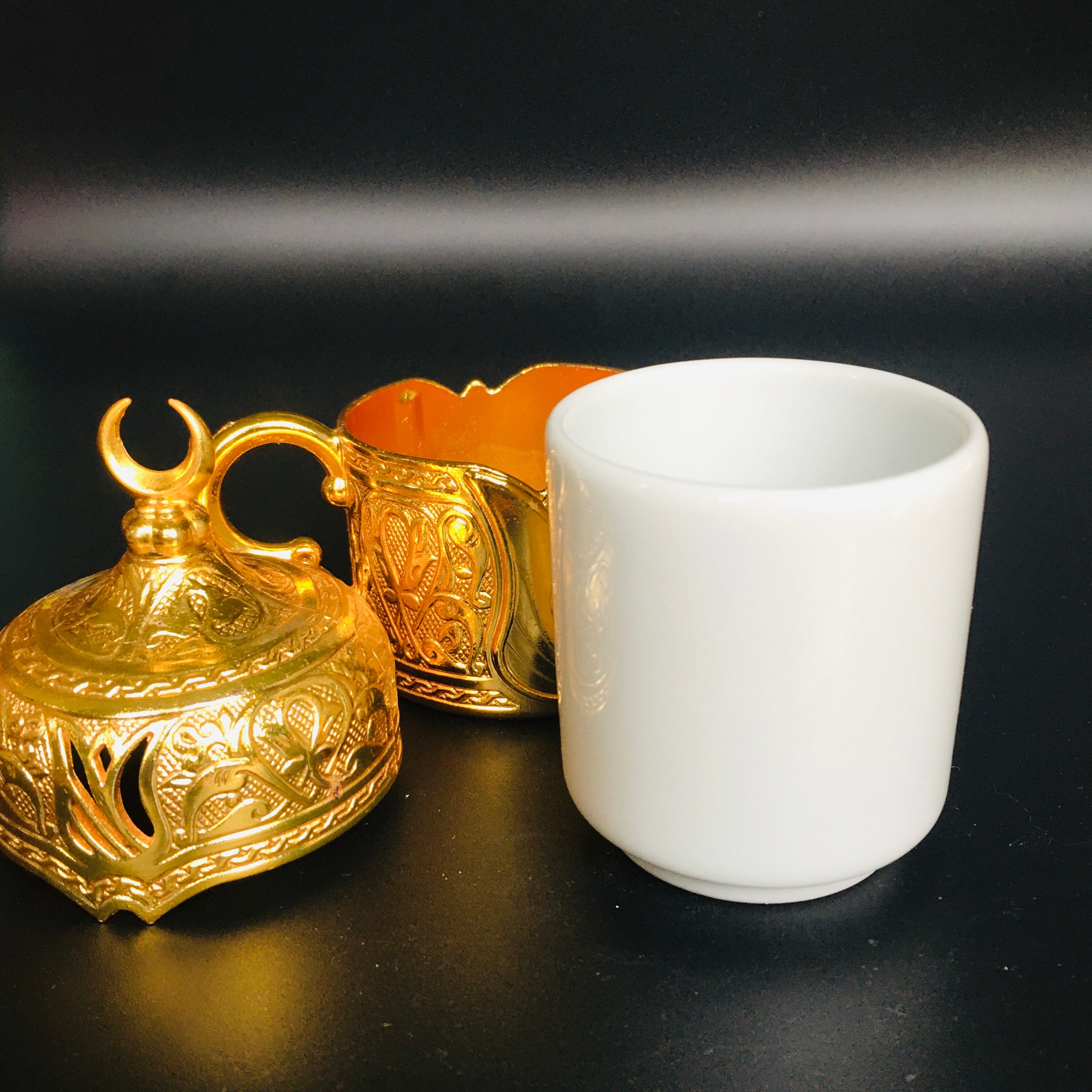Porland Premium Gilded Gold Plate SENA Turkey Tea Cup and Sugar
