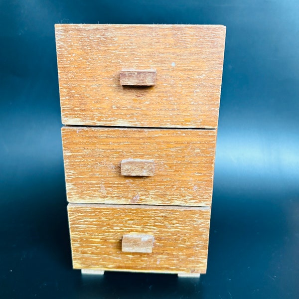Mini 3 Drawer Chest of Drawers Vintage Trinket Storage Box 6.5"