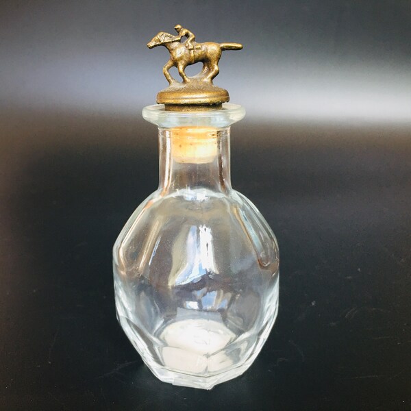 Whiskey Bourbon Bottle with Race Horse Jockey Stopper 3.75"