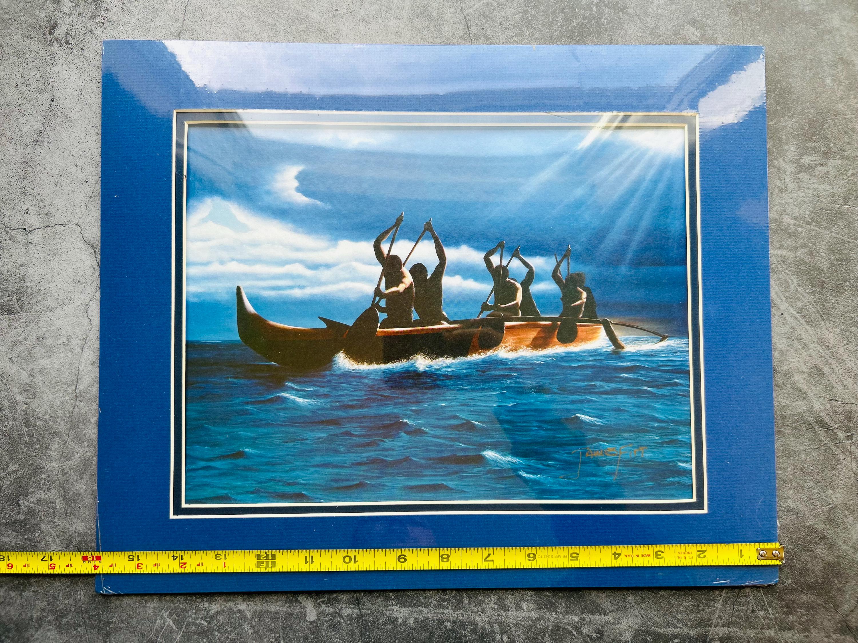 Paddle With the Wind Hoe Kama Kani Outrigger Canoe Print by James