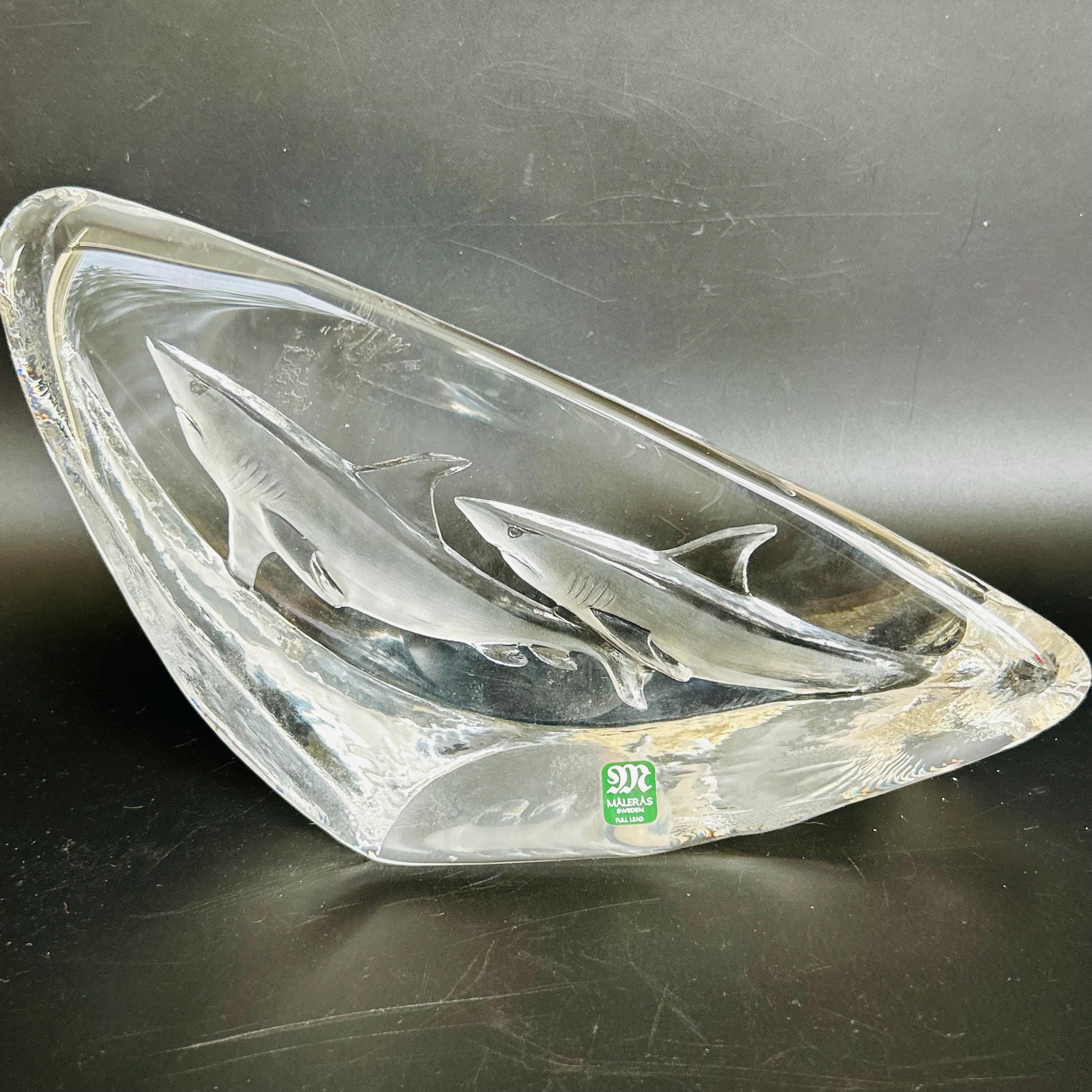 Mats Jonasson Maleras Sweden Clear Art Glass Shark Paperweight - Etsy