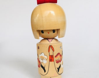 Modern Masterpiece Wood Kokeshi Doll Figurine Signed 6"