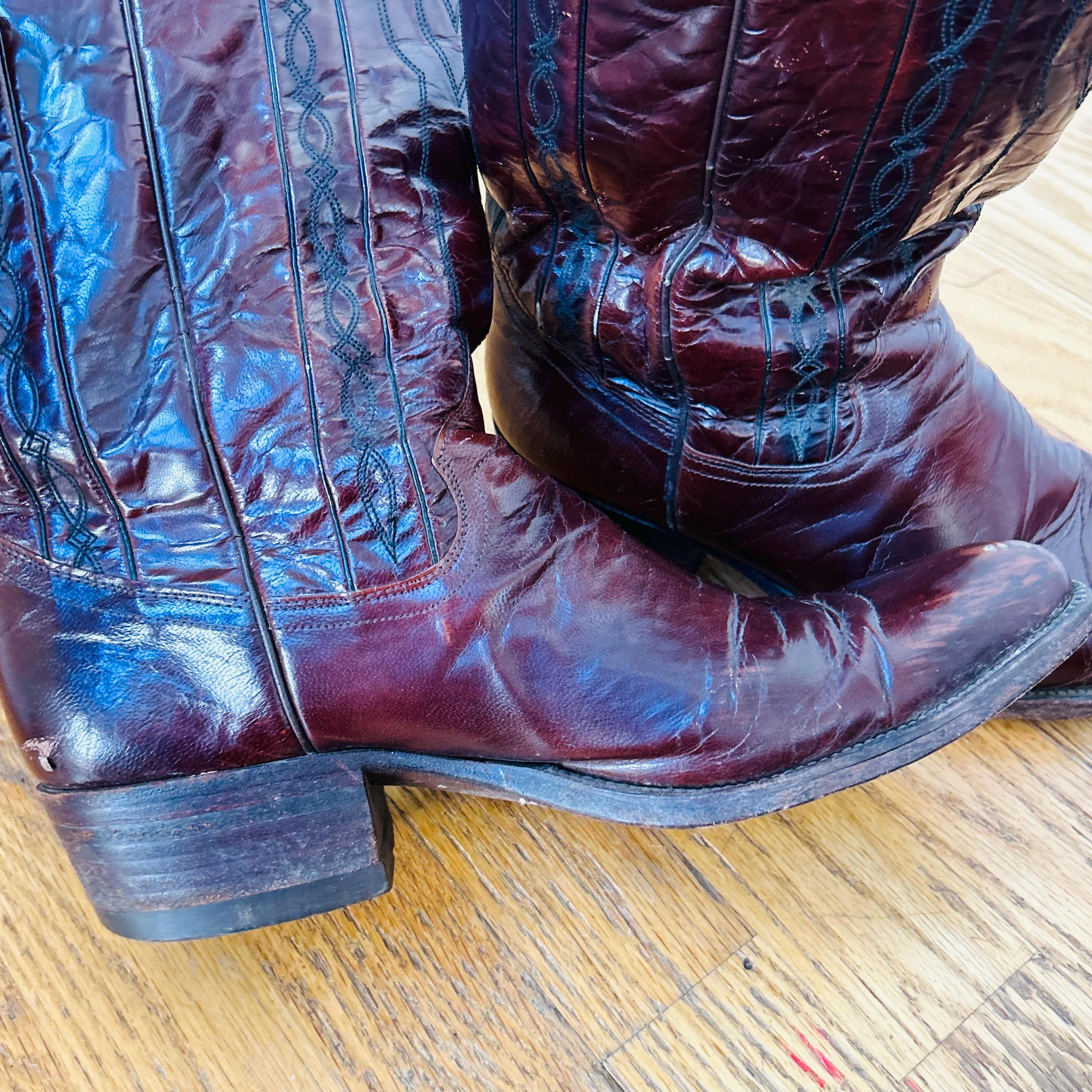 Dan Post Spain Style Burgundy Leather Western Cowboy Boots  display picture 2