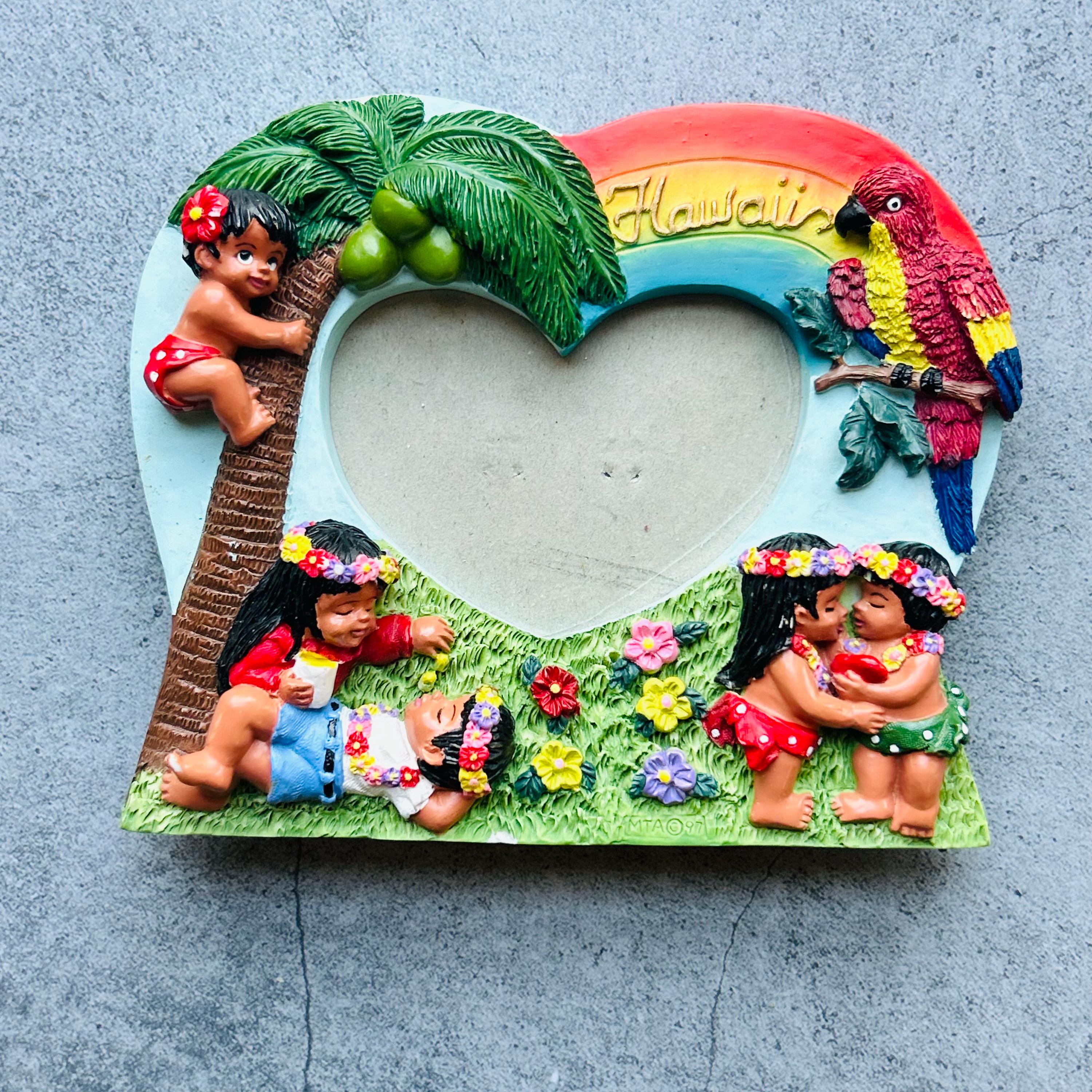 Heart Shaped Hawaii Rainbow Palm Tree Keiki 3D Picture Frame