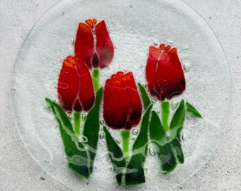 アンバーガラススクエアミッドセンチュリーモダンヴィンテージ灰皿3.25