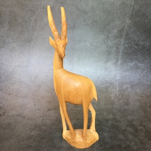 Wood Hand Carved Antelope Gazelle Figurine 11"