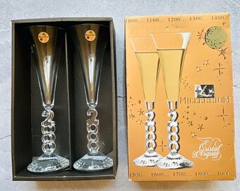 【期間限定値下げ商品】❣ 『2000年記念』クリスタルダルク フランス ミレニアムシャンパンフルート クリスタル ダルク フランス クリスタル ミレニアム シャンパン