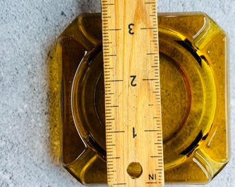 アンバーガラススクエアミッドセンチュリーモダンヴィンテージ灰皿3.25