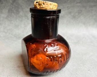 Bovril Amber Glass 8oz Vintage Apothecary Bottle With Cork Lid - Etsy