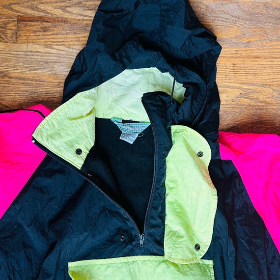 Outrageous Sports Black and Pink Lined Windbreaker Neon Full