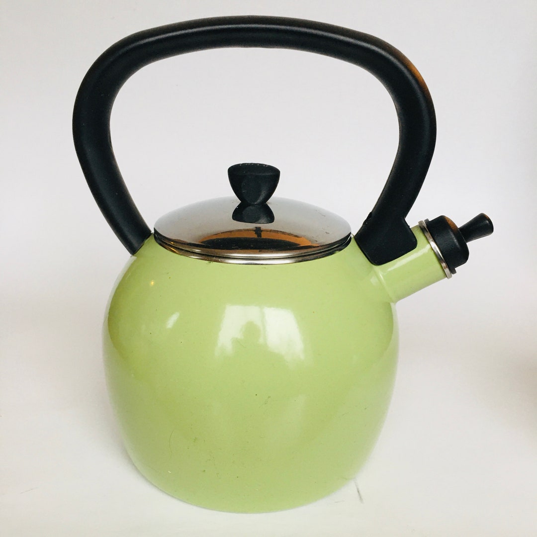 Copco Mint Green Seafoam Enamel Round Whistle Teapot Kettle Etsy