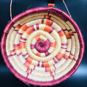Vintage Coil Weave Basket Wall Hanging 11&quot;