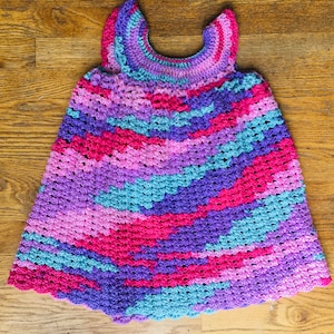Toddler Pink And Purple Handmade Crocheted Sleeveless Dress