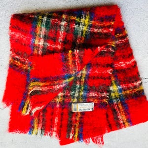 All Mohair Pile Royal Stewart Red Tartan Plaid Scotland Scarf