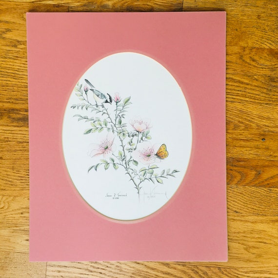 James P. Townsend Bird and Butterfly Numbered Signed Lithograph
