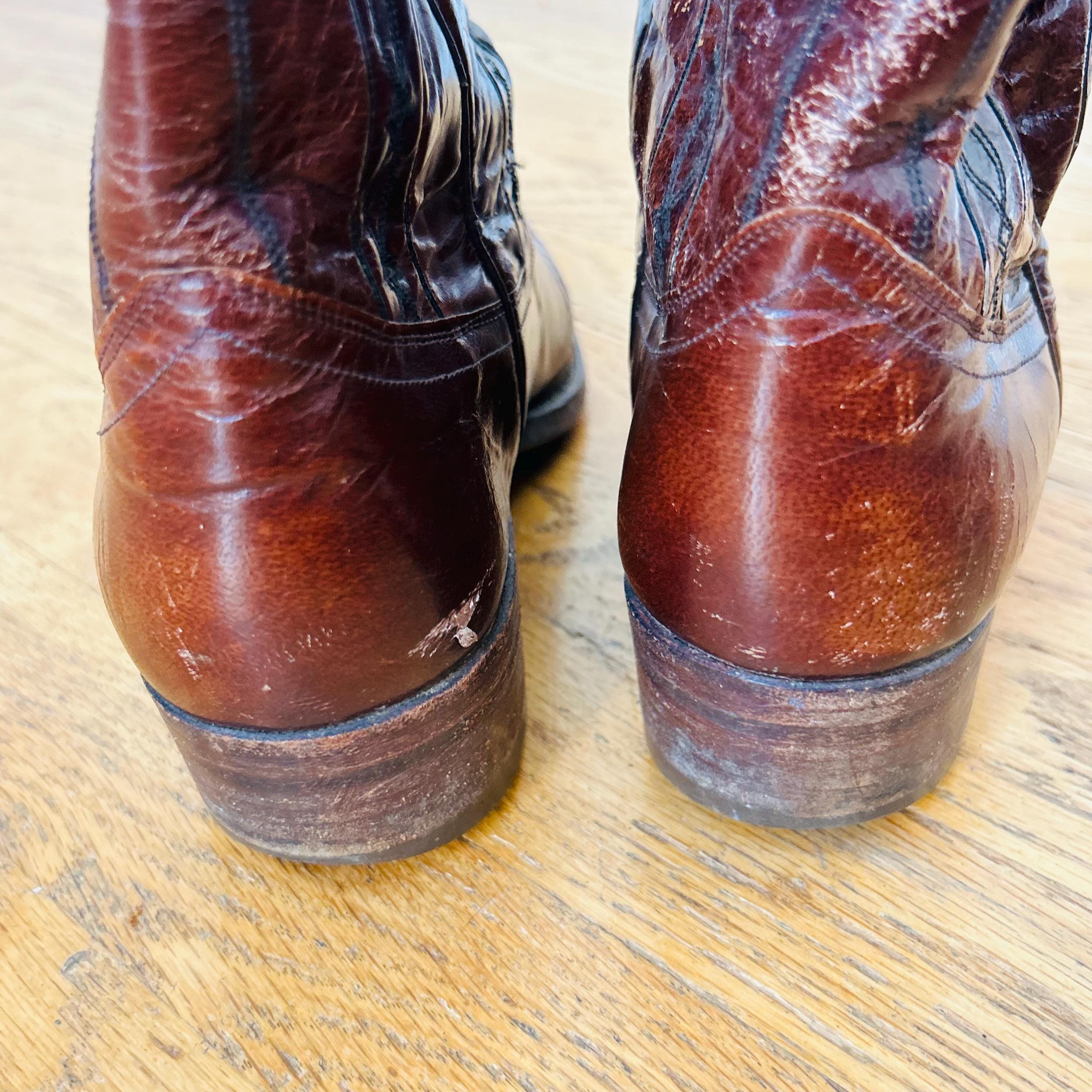 Dan Post Spain Style Burgundy Leather Western Cowboy Boots 