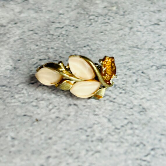 Coro Leaf Shaped Cluster Rhinestone Necklace and … - image 7