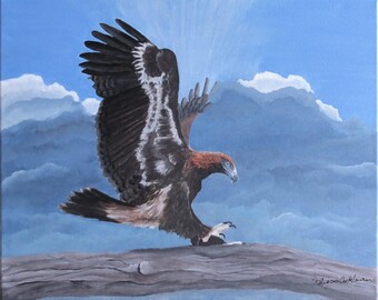 Australian Wedge-Tailed Eagle ORIGINAL Painting Acrylic on Stretched Canvas 16x20 inch