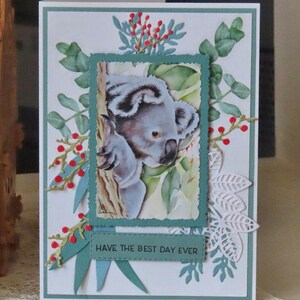 Premium Handmade Greeting Cards - Australian Theme Koala Kookaburra Cockatoo Kangaroo 5x7 inch