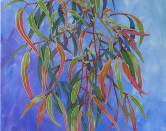 Australian Gum Leaves "New Growth" Eucalyptus ORIGINAL Acrylic Painting 16x20inch