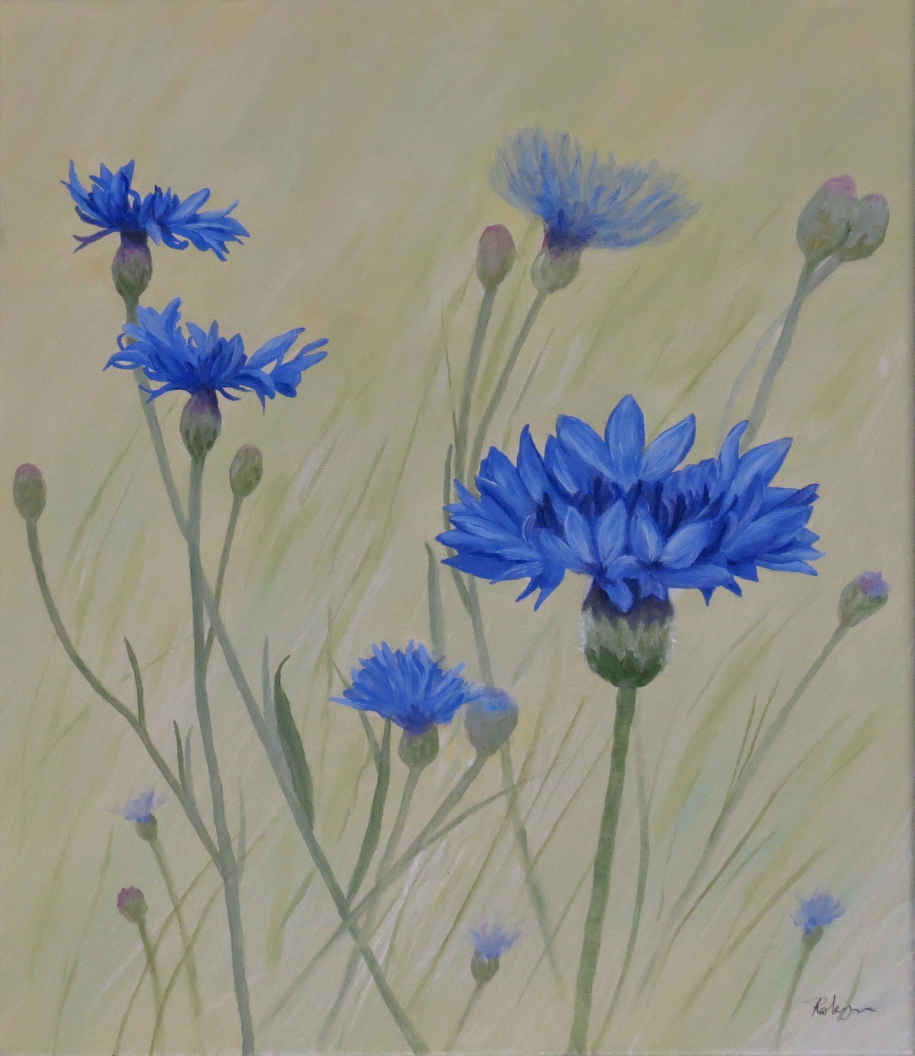 Field of Blue Cornflowers ORIGINAL Acrylic Painting on Etsy