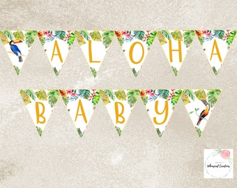 Tropical Baby Shower Banner, Aloha Baby
