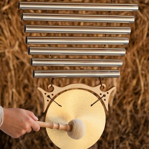 Sound healing Flow Chime with Gong - 432hz Musical Instrument - bells for meditation, sound bath, deep tone musical instrument, unique gifts