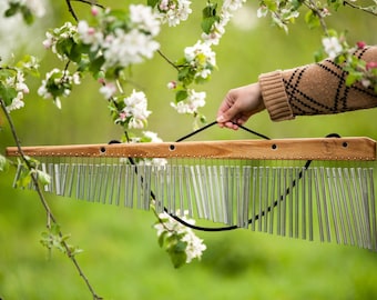 Sound Healing Wind Chimes - handmade wood musical instrument, deep tone chakra sound, music therapy 60 note bell for meditation, unique gift