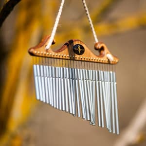 Sound Healing Wind Chimes -wood custom handmade musical instrument for music therapy, meditation chakra 28 chime bell deep tone, unique gift