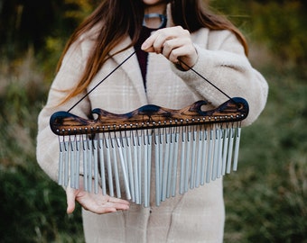 Wind Wood Chimes custom handmade healing musical instrument sound therapy healing yoga meditation 33 bells music gift wood