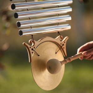 Unique Sound Healing instrument 2in1 - Chimes+Gong, metallophone, xylophone, chakraphone, chimes bells for meditation, sound bath, deep tone