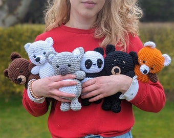 Pattern Pack: Amigurumi Crochet Patterns for Panda, Koala, Red Panda, Brown Bear, Black Bear and Polar Bear